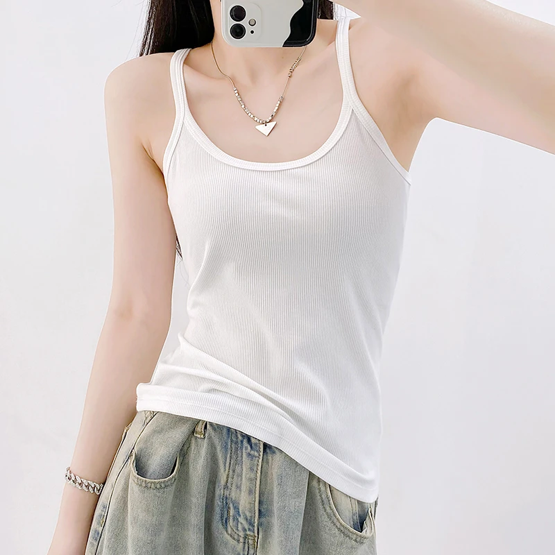 白色吊带背心女夏季外穿上衣内搭宽松热辣小背心针织欧美纯欲风