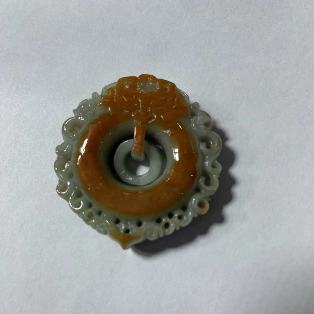 翡翠A货时尚百搭精美仿古平安扣牌吊坠GS