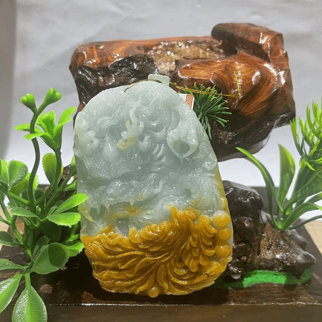 翡翠A货时尚百搭精美龙吊坠WXJ10489