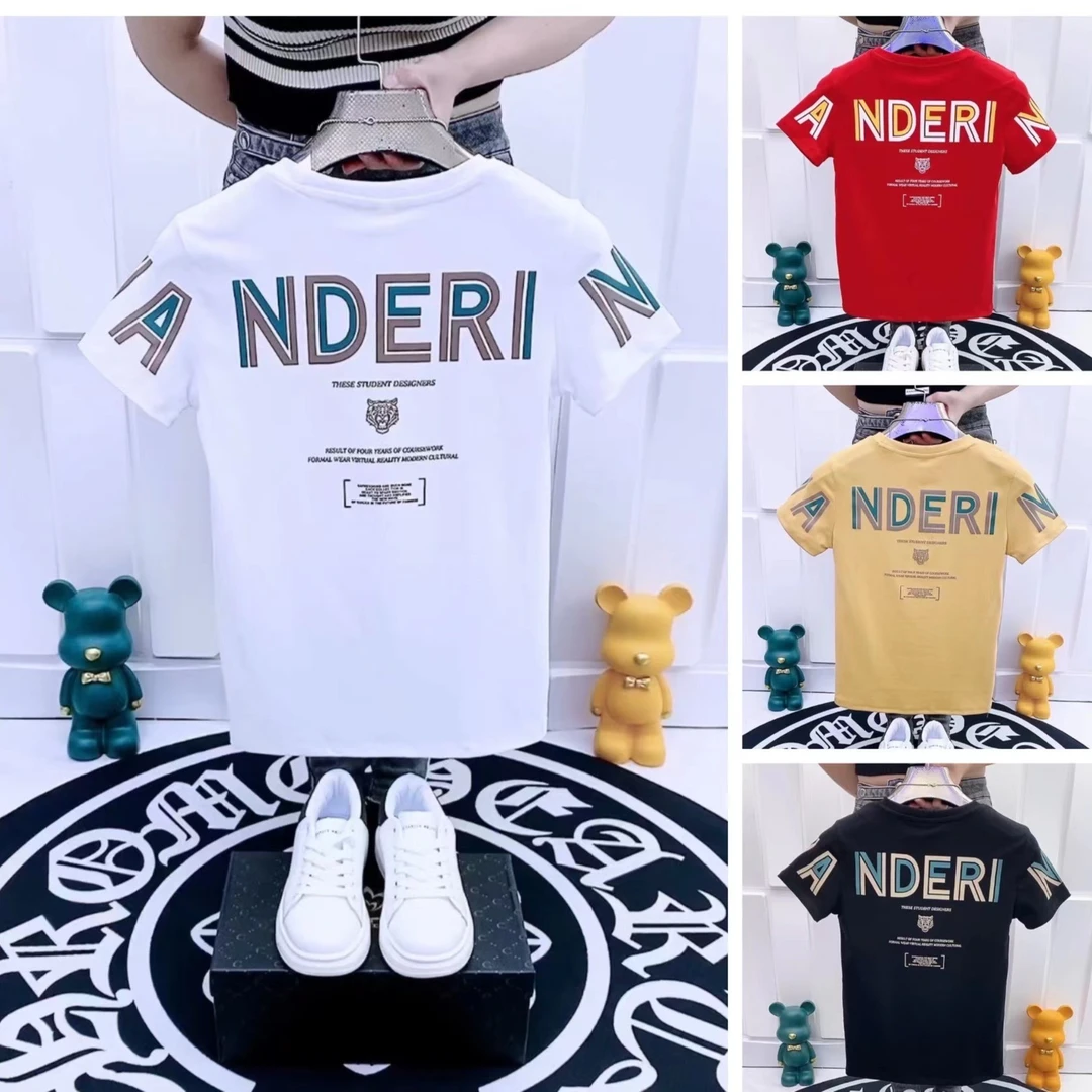 新款男潮牌字母圆领短袖t恤男士夏季修身简单百搭短袖