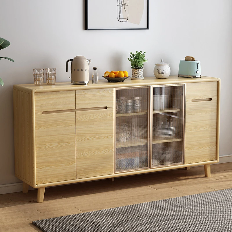 北欧餐边柜现代简约一体靠墙实木框客厅收纳柜子储物柜边柜置物柜