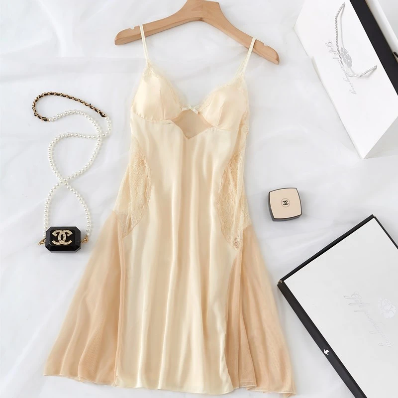 带胸垫 夏季性感冰雪丝吊带睡裙家居服（精选）