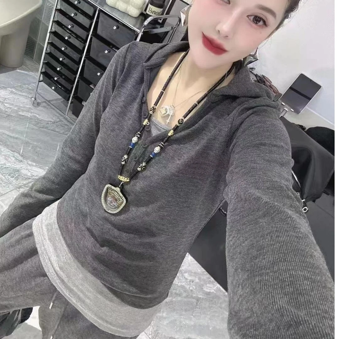 88百搭洋气显瘦韩版长袖休闲修身连帽时尚秋季运动网红气质三件套