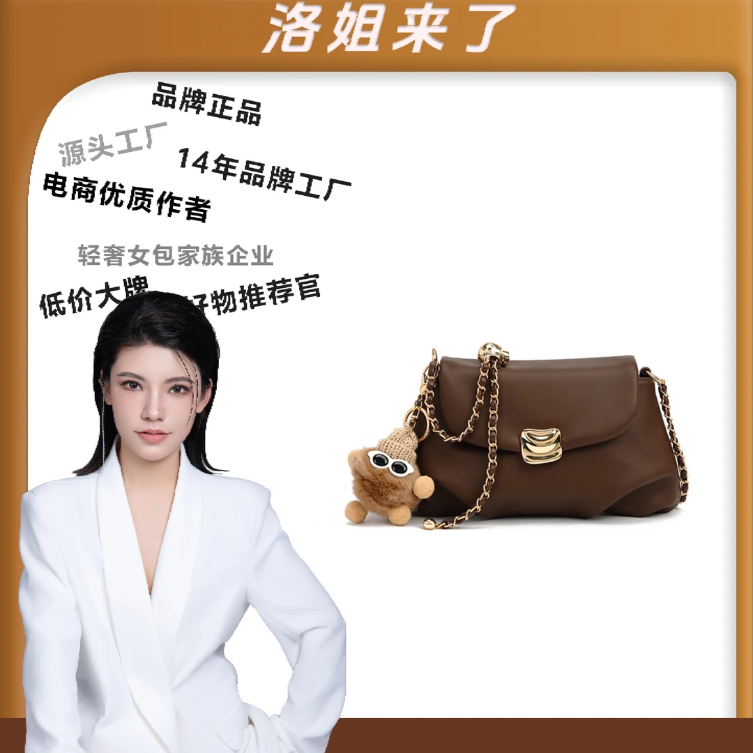 【洛洛专属】BORRY ROSA/棕色【布偶云朵小方包】单肩斜挎（带挂件