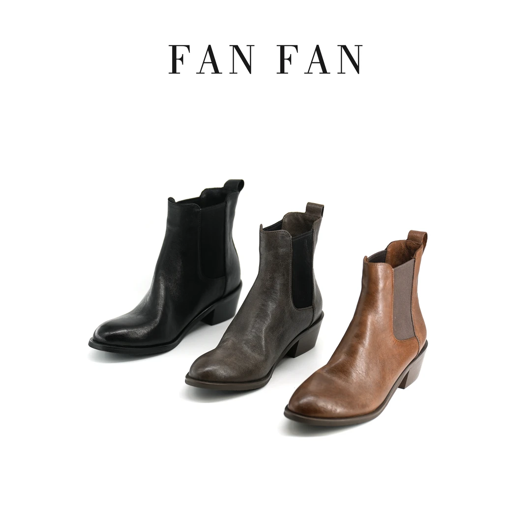 【小刚懂鞋】2024秋冬新款切尔西靴子真皮复古女靴厚底烟筒靴6889-6