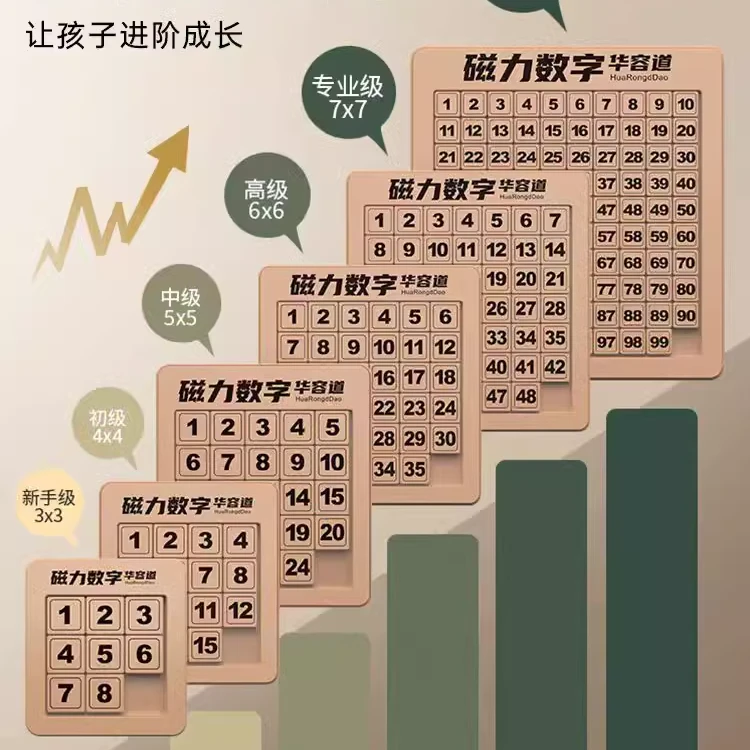 儿童数字华容道滑动拼图三国华容道小学生思维训练益智趣味磁玩具
