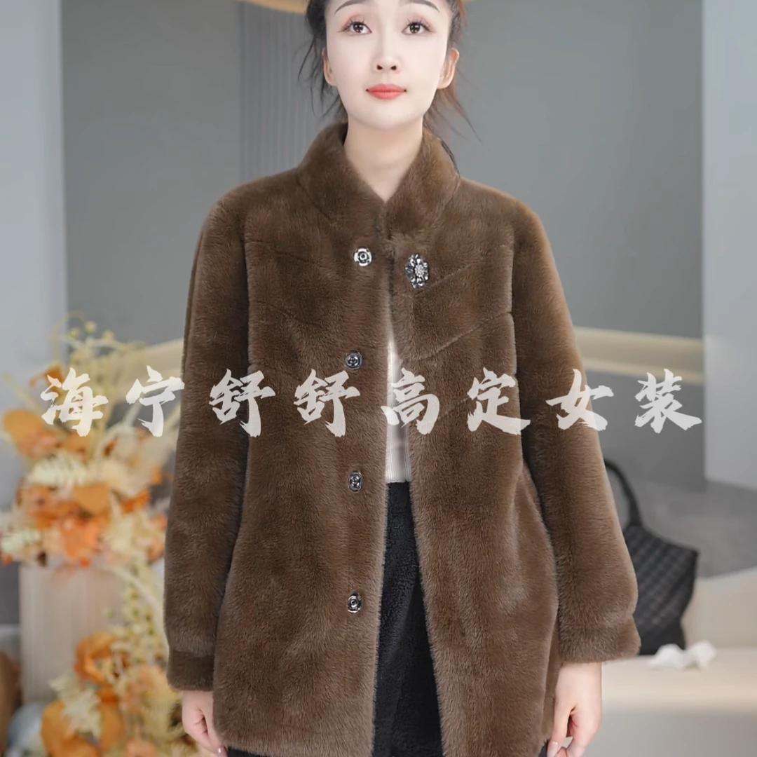 2023冬季女士外套洋气女加厚保暖轻奢中长款夹克气质百搭上衣