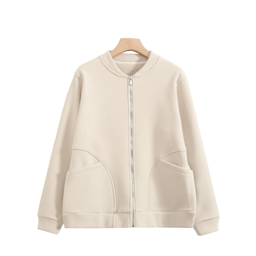 【老板娘】拼接加绒防风开衫外套9072