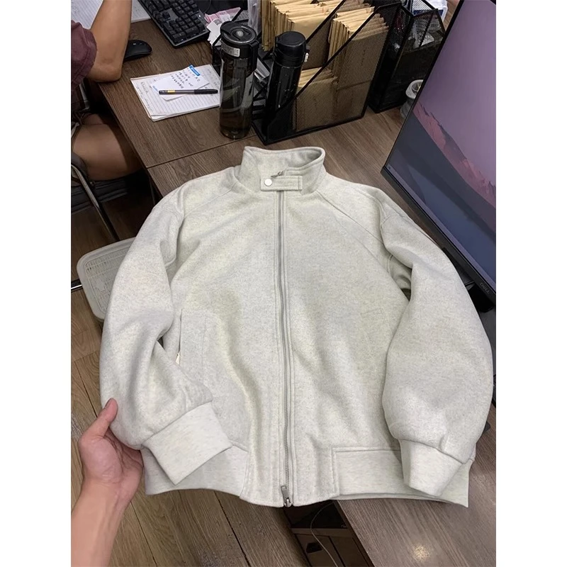 (加棉）秋冬新款加厚立领夹克男日系复古cleanfit宽松休闲工装外套