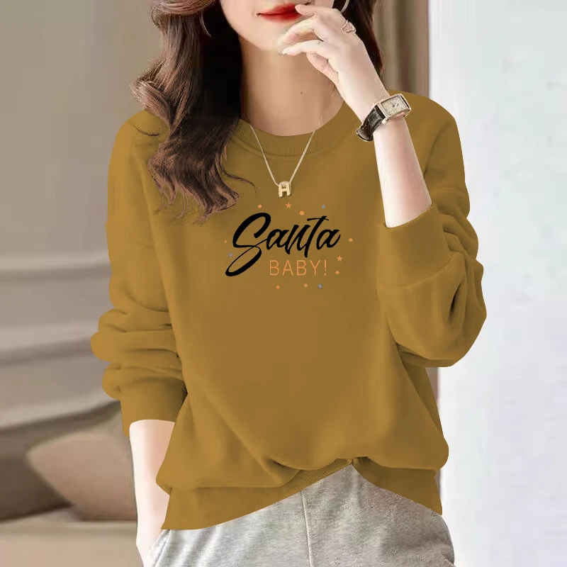 2024春秋季新款时尚卫衣女宽松遮肚洋气百搭休闲显瘦长袖圆领上衣