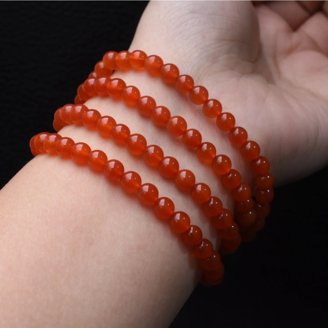 【一九珠宝】卡5mm南红保山河湾冰红长链     YJ5581