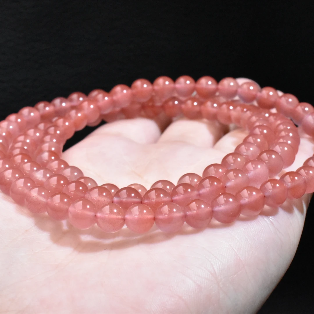 【一九珠宝】卡6mm南红保山冰粉长链   YJ8607-1