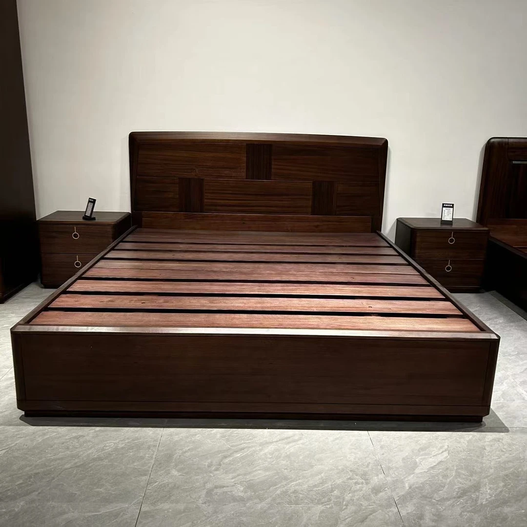 【阿雅专属】1800*2000 现代中式储物高低箱实木大床HN-R1807