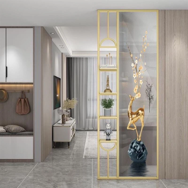 现代简约艺术玻璃屏风隔断客厅入户玄关洗漱台遮挡轻奢玄关装饰墙