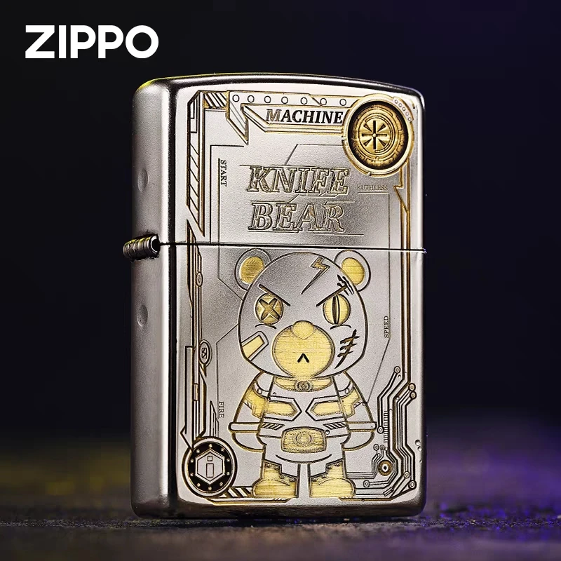 ZIPPO打火机205深雕双面机甲熊防风原装网红个性可爱DYJ1