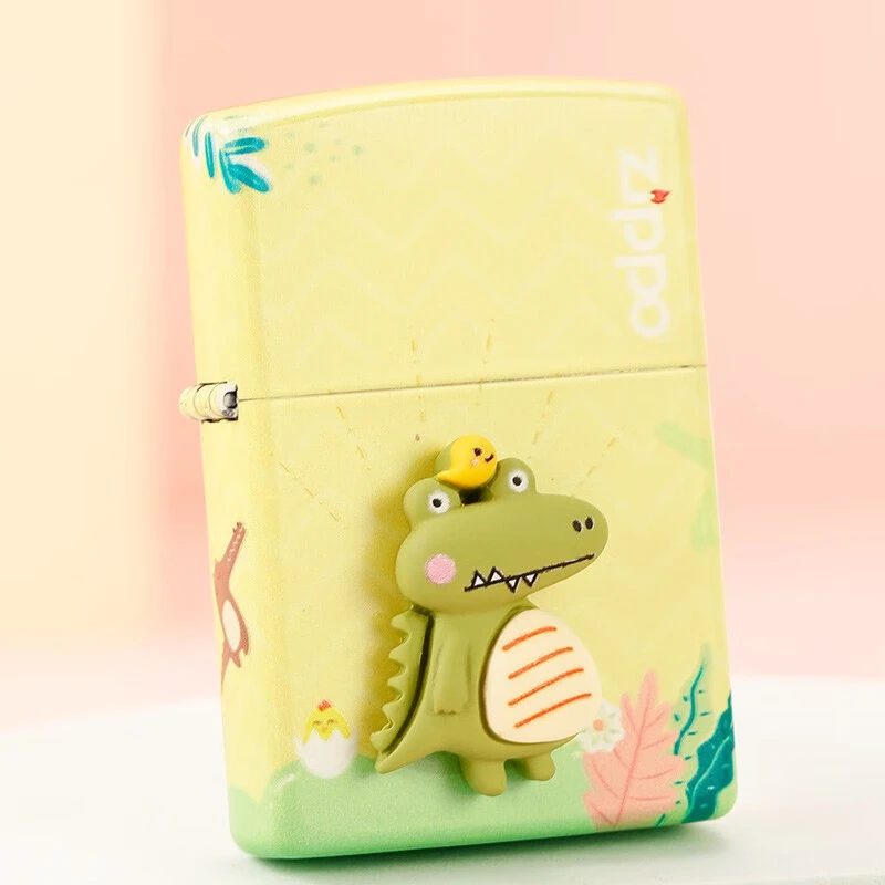 ZIPPO正品打火机彩印贴章系列粉色绿色鸡仔鳄可爱个性女DY9902CY