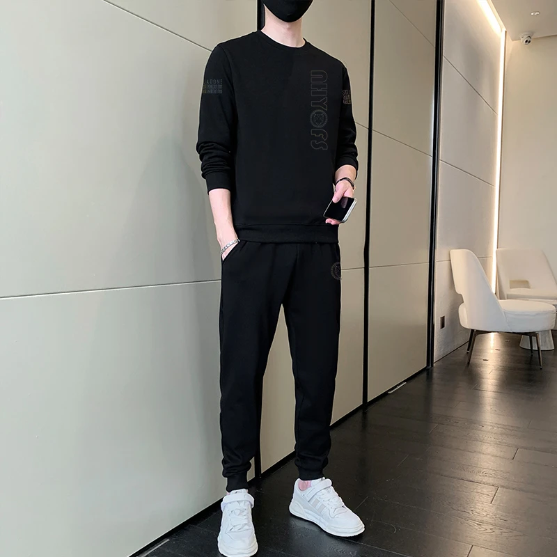 男士休闲运动套装春秋季潮流帅气圆领男款卫衣时尚百搭长袖男装