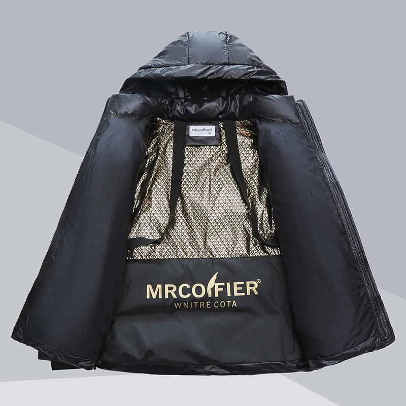 新款高档黑金羽绒服女短款冬季新款韩版连帽加厚情侣装