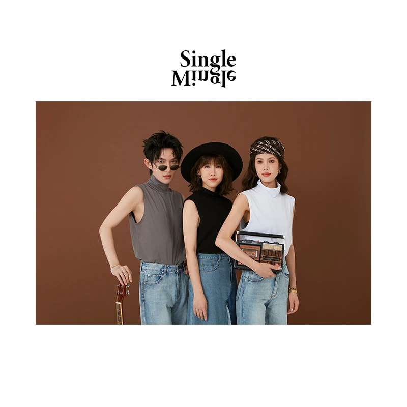 Single Mingle 新品纯色高领打底背心XX3FOB08