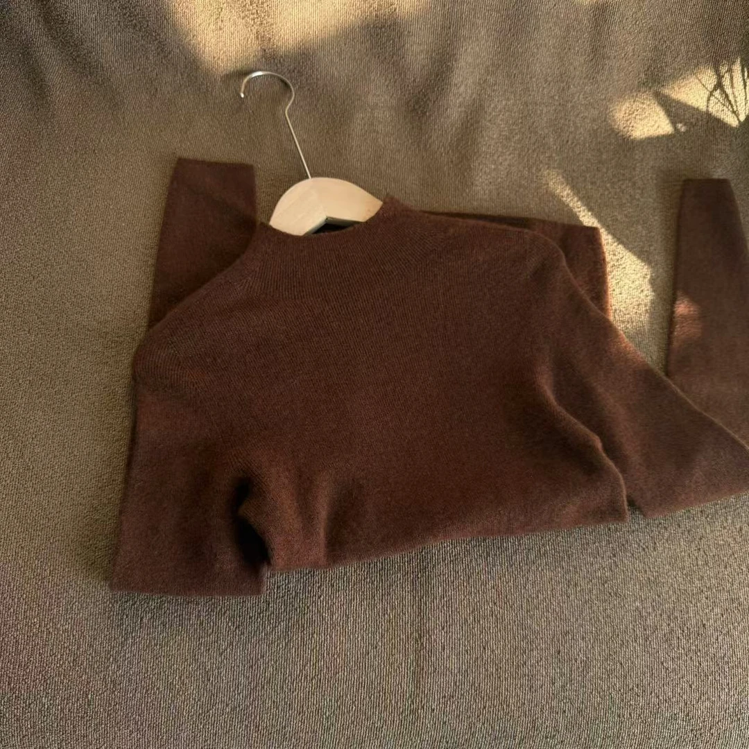 48支精纺羊绒衫金银丝半高领羊绒衫时尚百搭款