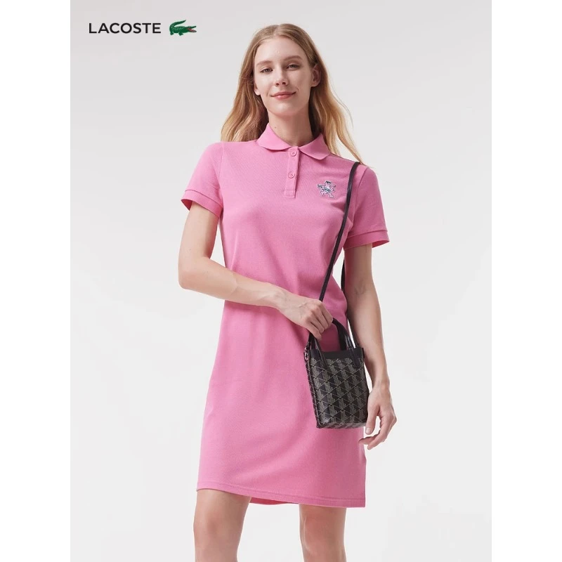 【618】LACOSTE法国鳄鱼女士秋季POLO领短袖连衣裙|EF8161