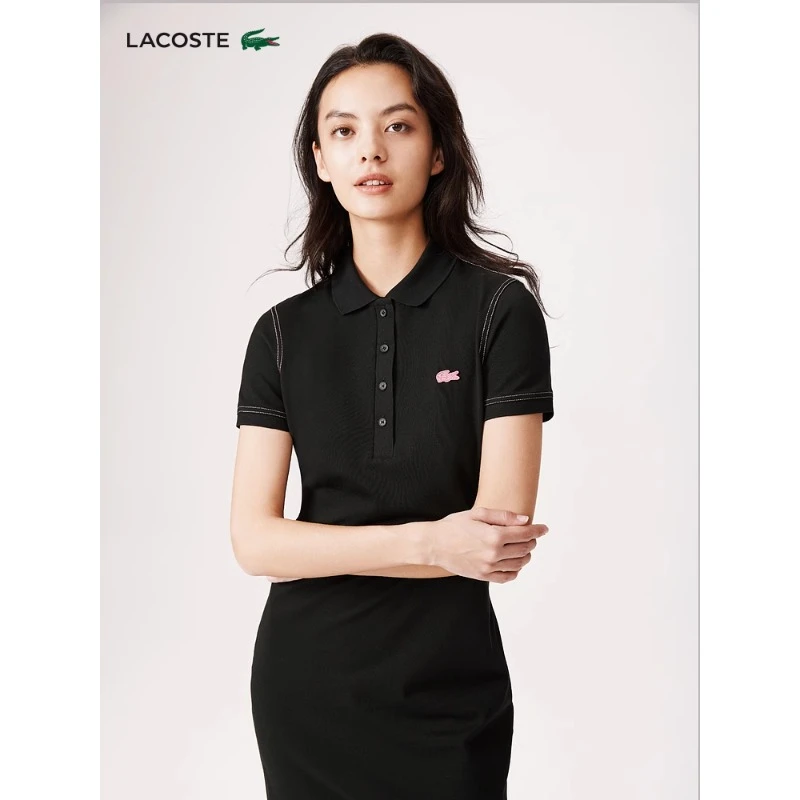 LACOSTE法国鳄鱼女装气质舒适休闲中长款POLO领连衣裙|EF8270