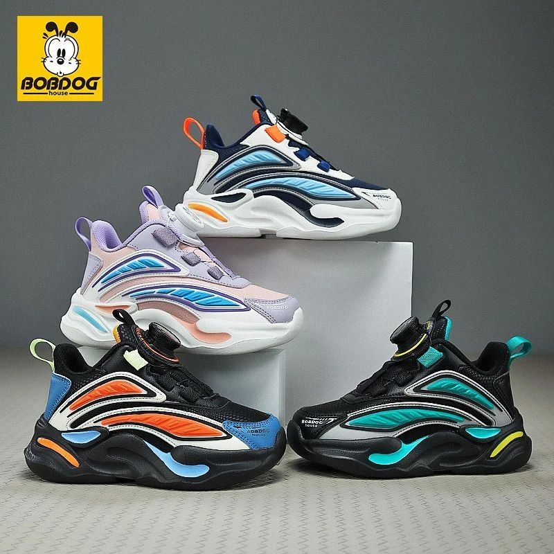 巴布豆家族儿童鞋子2025秋季防水皮面运动鞋软底中大童百搭篮球鞋