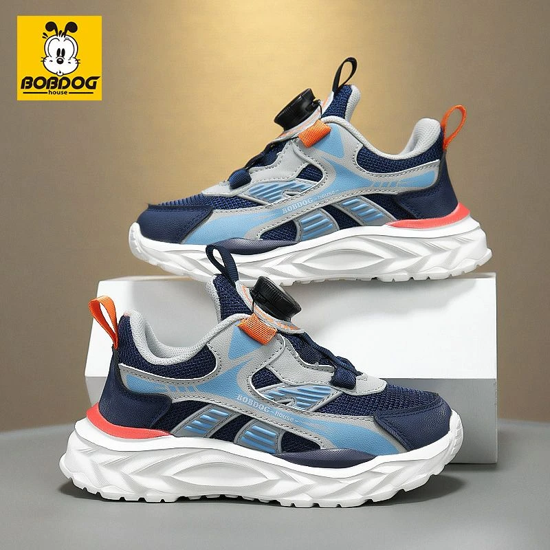巴布豆家族男童运动鞋儿童秋季新款双网透气中大童软底防滑跑步鞋