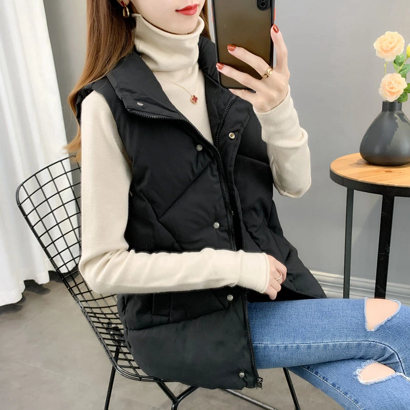 大码女装棉马甲女秋冬新款韩版外穿棉服背心面包服坎肩宽松马夹厚