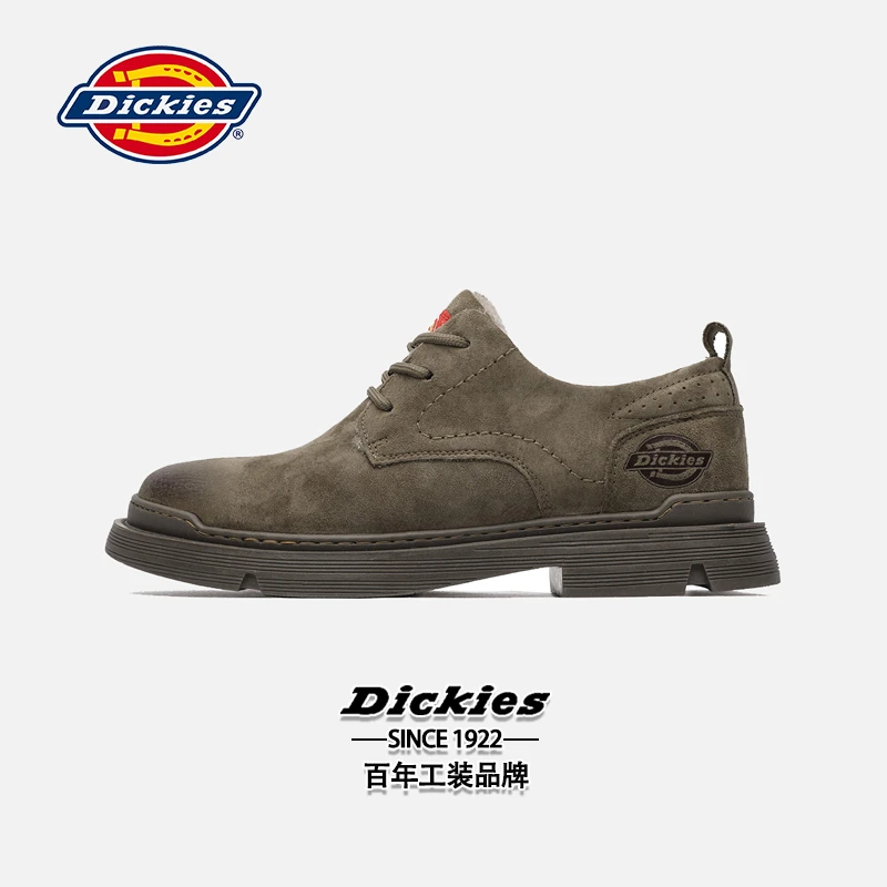 Dickies皮鞋男2023秋季新款低帮真皮男士休闲鞋英伦风潮流工装鞋
