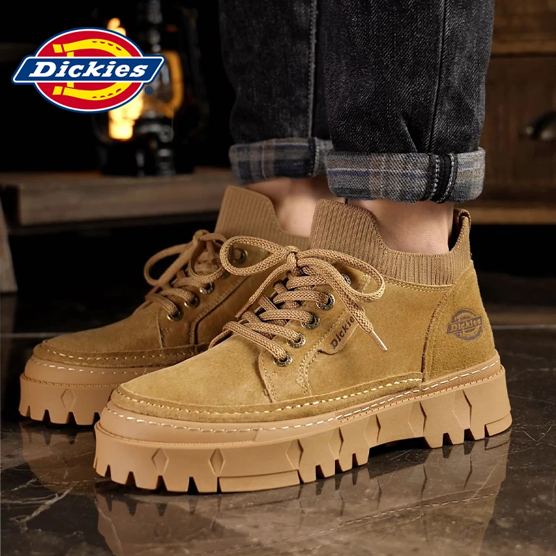 Dickies秋季男士马丁靴户外秋季休闲厚底高帮时尚工装黄靴百搭