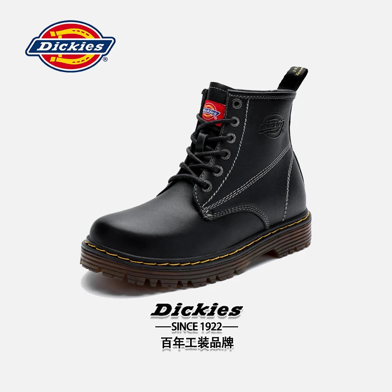 Dickies秋季新款男士马丁靴休闲真皮百搭工装靴潮流厚底保暖靴子