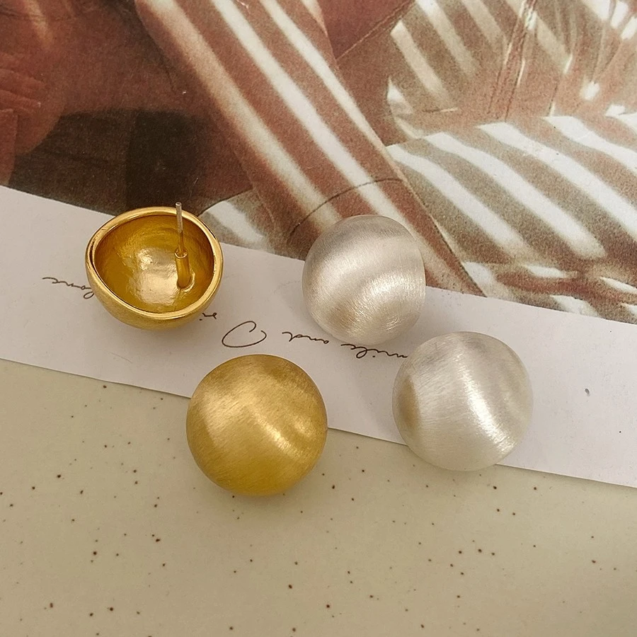 铜合金耳饰 球形耳饰复古法式轻奢简约耳环