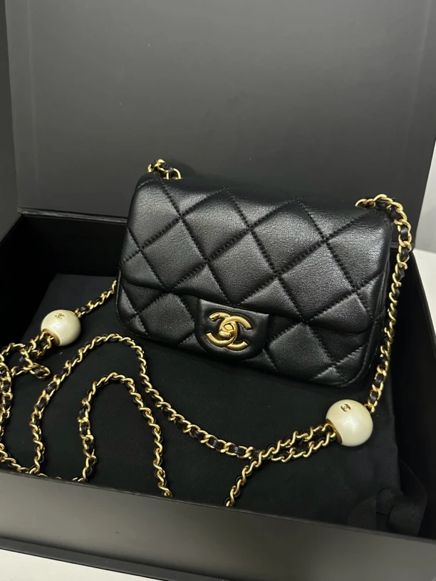 99新 Chanel/香奈儿 24S珍珠调节cf方胖子包芯片17cm/JJ4091601