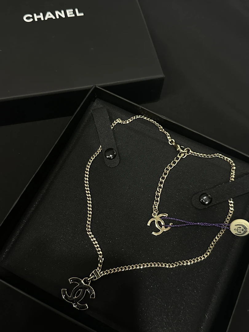 99新 Chanel/香奈儿 24P黑色珐琅双C choker项链/JJ4070605