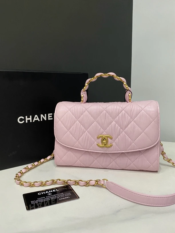 99新 Chanel/香奈儿 褶皱Coco handle包31开卡23Cm/JJ04061410
