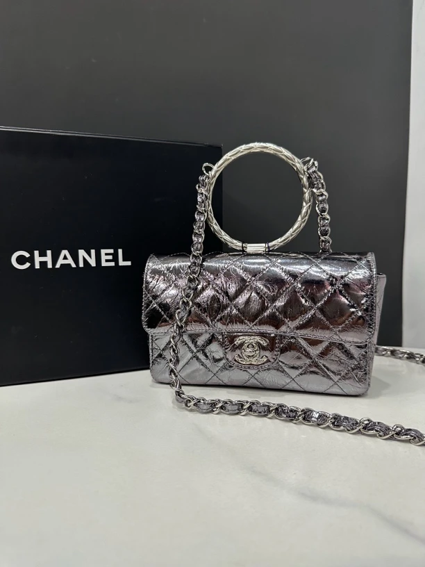 95新 Chanel/香奈儿 圆环手柄cf 大mini链条包30开19cm/JJ4081601