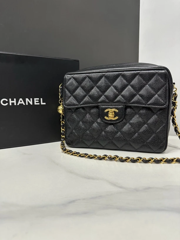 95新 Chanel/香奈儿 中古金球相机包2开22cm/0014071421