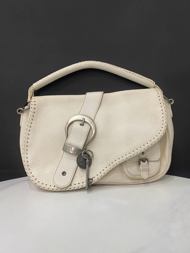 95新 DIOR/迪奥 白色高桥马鞍包30Cm/JJ4052403