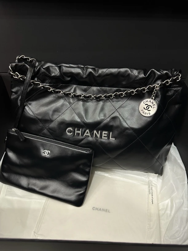 99新 Chanel/香奈儿 24C横版黑银22bag芯片36cm/JJ3110901