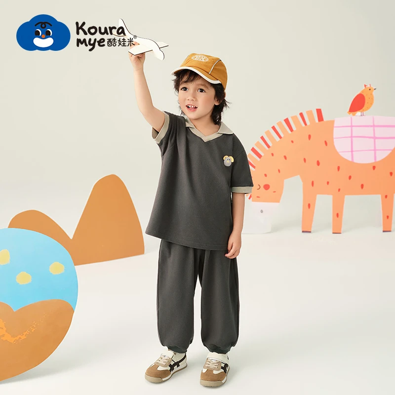 酷娃米2024年夏季新款中小童宝宝Polo短袖套装50103