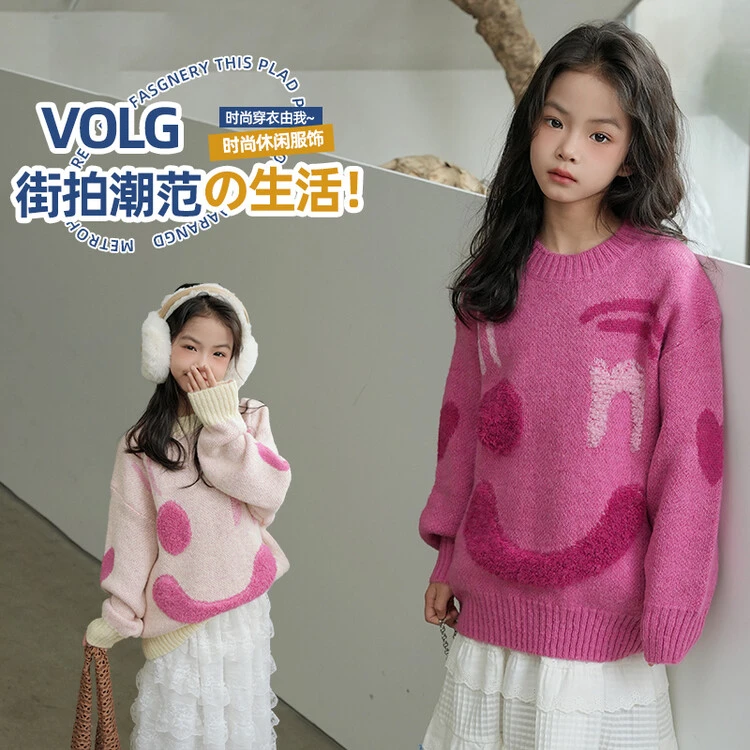 百搭款~女童毛衣加厚2024新款儿童洋气针织衫秋冬款毛线衣中大童