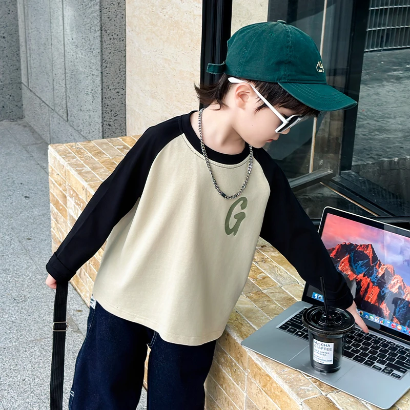 男童高棉打底衫春秋新款儿童长袖上衣男孩韩版百搭款高品质T恤