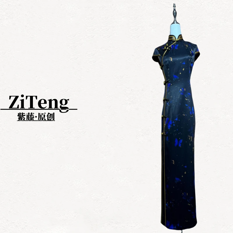 【ZT·原创】高端旗袍1010气质时尚夏季复古春夏中长款印花优雅修身