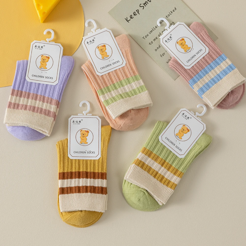 女童女宝儿童袜子女中筒袜棉袜春秋季长筒吸汗透气防臭双针百搭