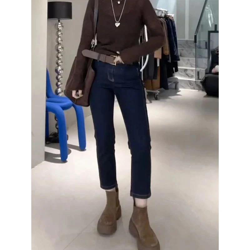2025夏季大码小个子高腰牛仔裤女新款梨形身材宽松显瘦直筒法棍裤