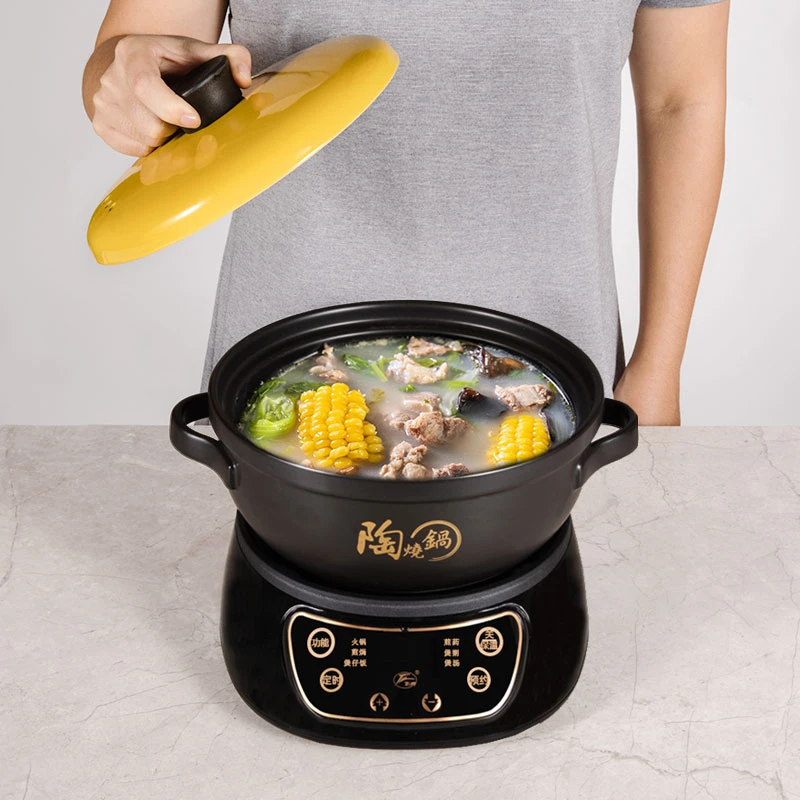 飞鹿电火锅家用陶瓷煲多功能全自动煲仔饭分体式砂锅煲汤熬粥预约