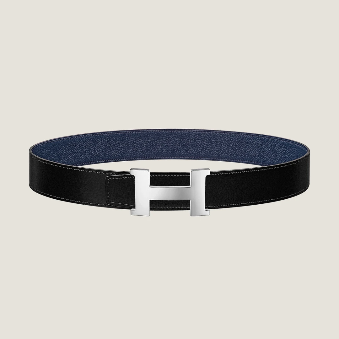 全新未使用 Hermes/爱马仕 男士双面 腰带 午夜蓝 3.8cm 全套礼盒