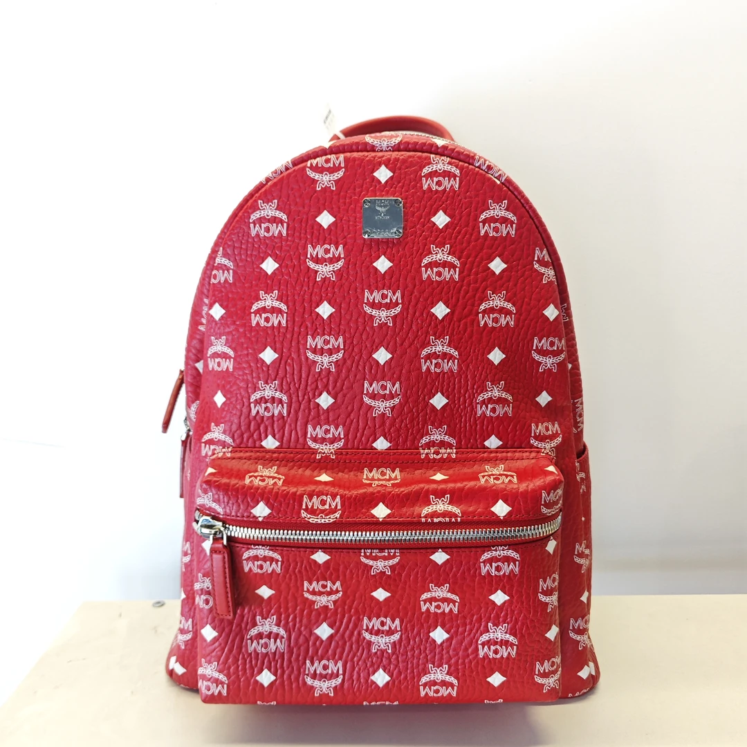 99新 MCM mcm/ 红色(糖果红)中号限定配色双肩包