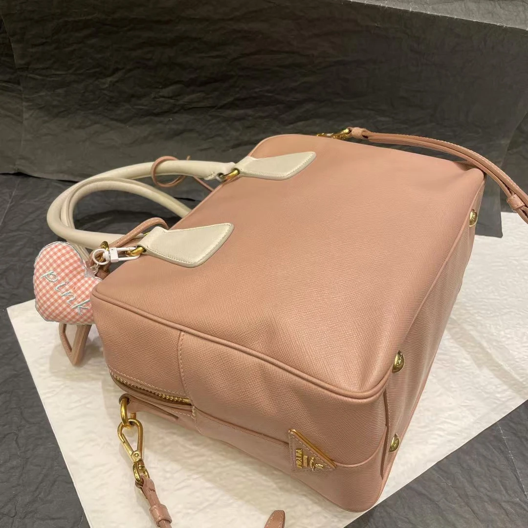 95新 Prada/普拉达 【小考拉】prada 粉白拼色枕头包手提包